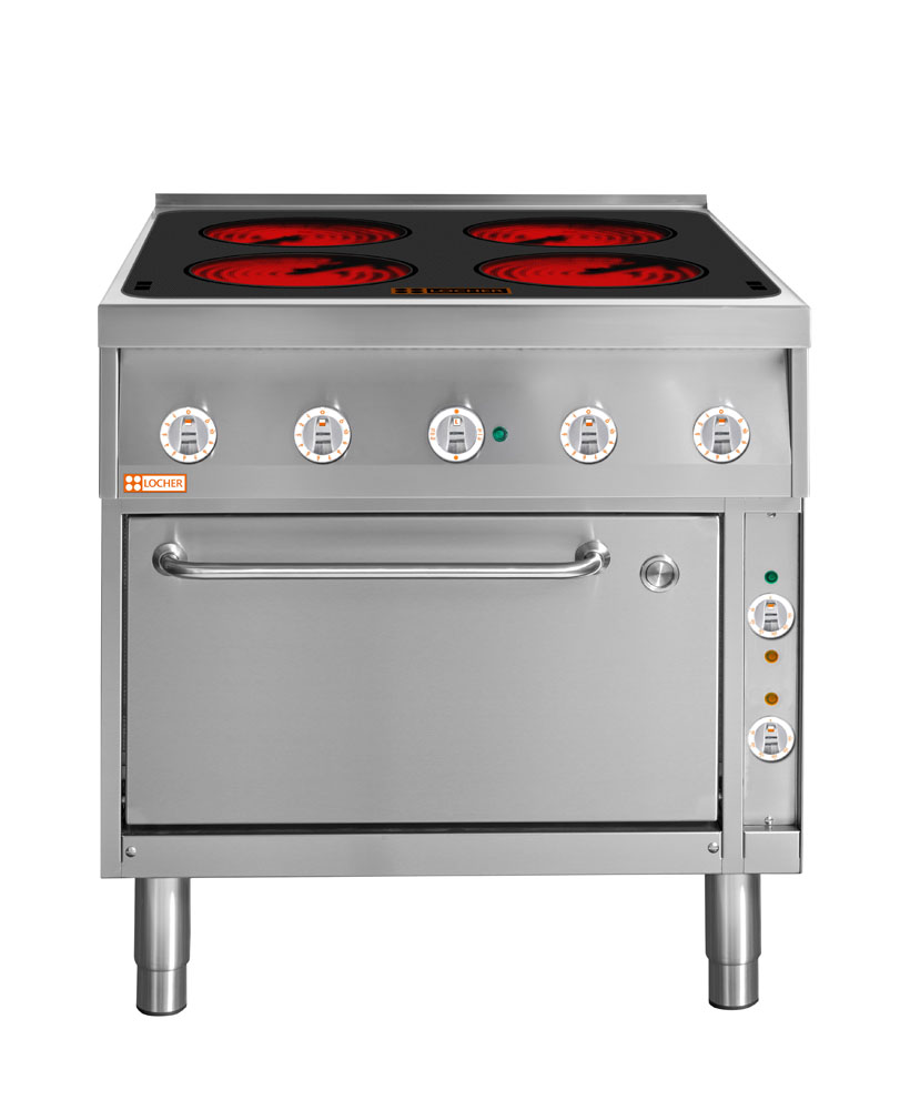 LOCHER 227307 Elektroherd, 4 Kochstellen á 3 kW, - Strahlheizkörper mit elektronischer Topfer