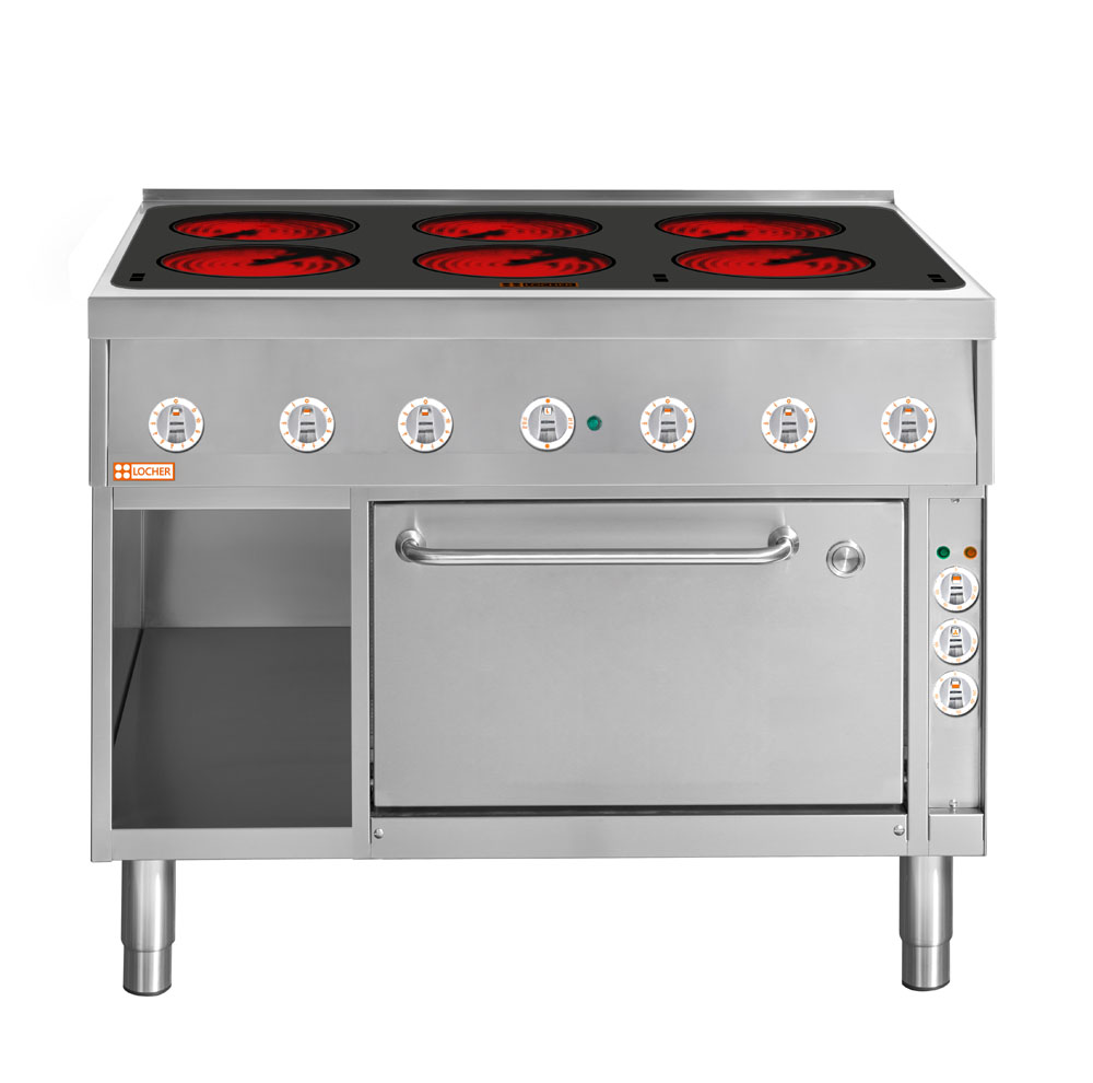 LOCHER 227315 Elektroherd, 6 Kochstellen á 3 kW,  - Strahlheizkörper mit elektronischer Topfe