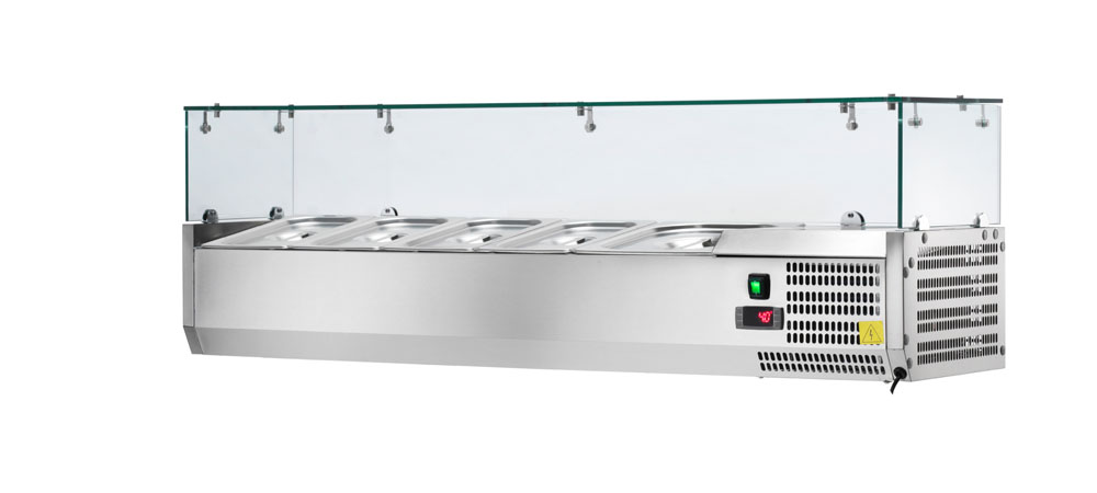 PROFIKOCHER 522831 Kühlaufsatzvitrine  4x GN1/3 + 1 x GN 1/2