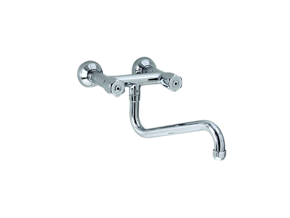 PROFIKOCHER 128005 Wand-Zweigriffarmatur 1/2“ mit Auslauf Ø25mm