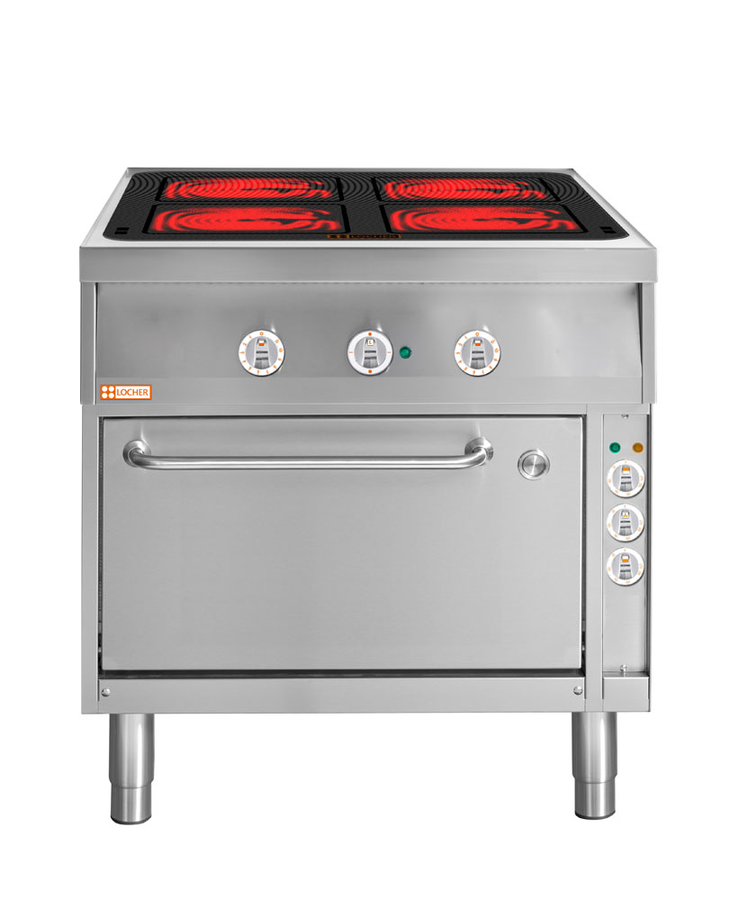 LOCHER 290310 Elektroherd, 4 Kochstellen á 4 kW,  - Strahlheizkörper mit elektronischer Topfe