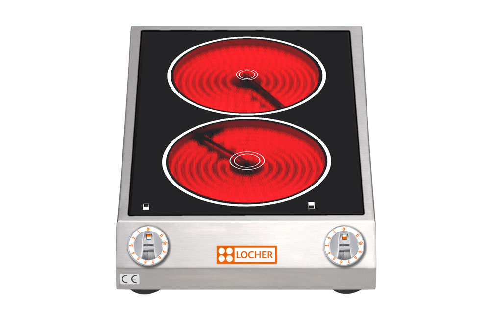 Ceran-Doppelkochplatte LOCHER 201302  by BERNER BS2SK MADE in GERMANY