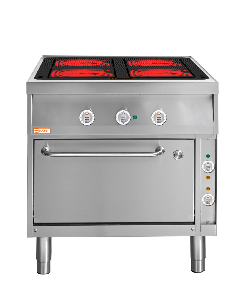 LOCHER 290306 Elektroherd, 4 Kochstellen á 4 kW,  - Strahlheizkörper mit elektronischer Topfe