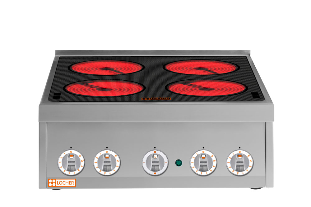 LOCHER 237302 ﻿Elektroherd, 4 Kochstellen á 3 kW, - ﻿Strahlheizkörper
