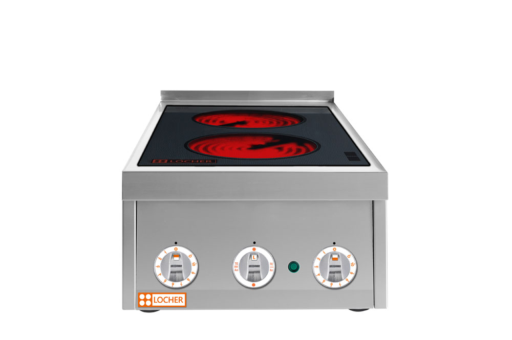 LOCHER 237301 Elektroherd, 2 Kochstellen á 3 kW,  - Strahlheizkörper mit elektronischer Topfe
