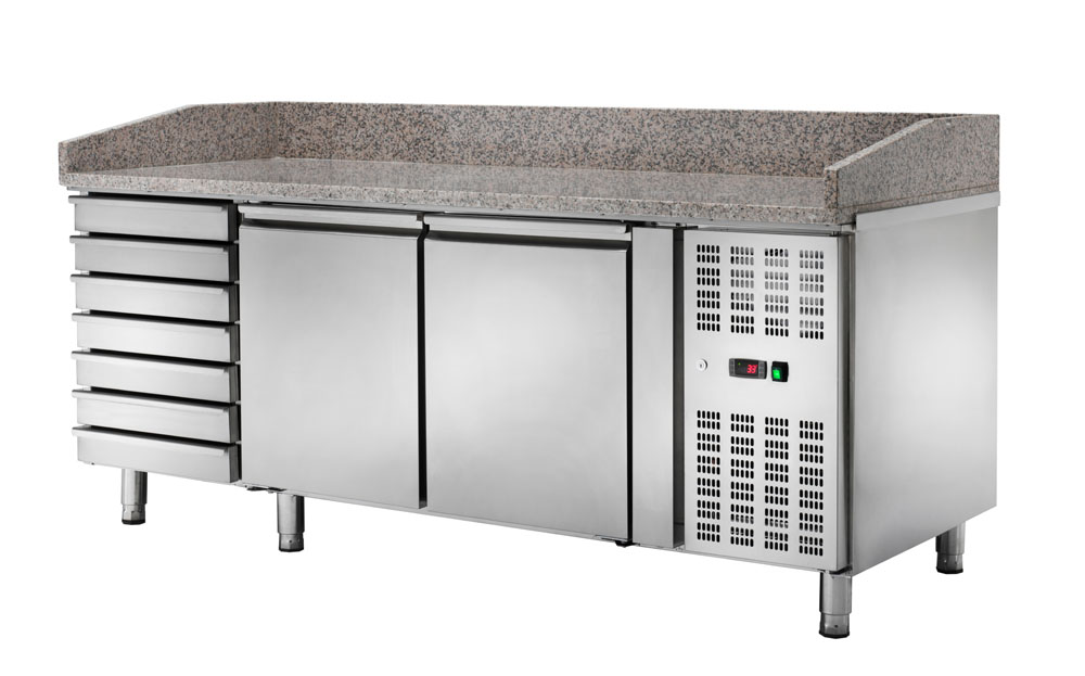 PROFIKOCHER 522841 Pizzakühltisch mit Kühl-Aufsatzvitrine 9 x GN 1/3