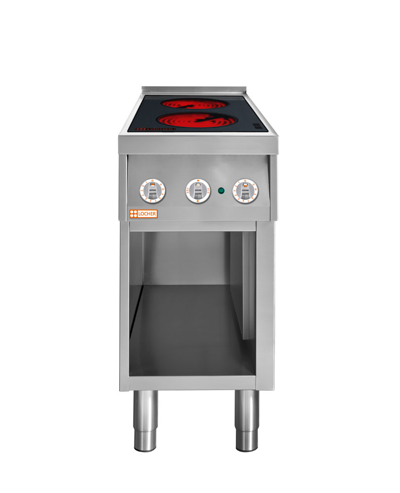 LOCHER 227301 Elektroherd, 2 Kochstellen á 3 kW,  - Strahlheizkörper mit elektronischer Topfe