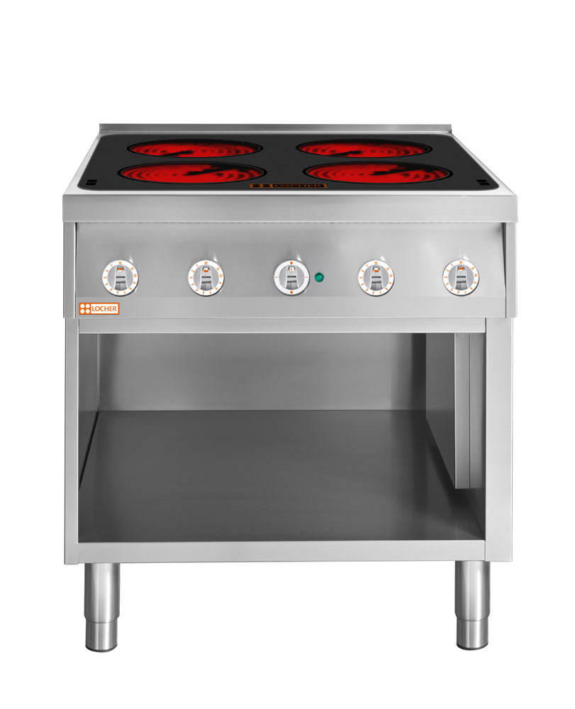 LOCHER 227302 ﻿Elektroherd, 4 Kochstellen á 3 kW, - ﻿Strahlheizkörper